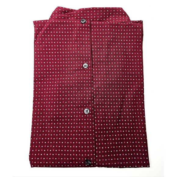 Irvine Park Mens LS Dress Shirt Sz M Burgandy Diamond/Dot Geometric 2017 NEW! - Picture 3 of 8